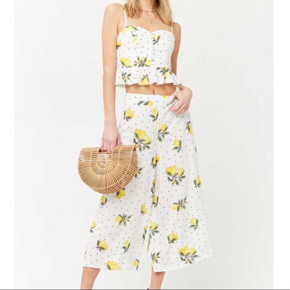 Forever21 Lemon Polka Dot Two Piece Set NEW W TAGS